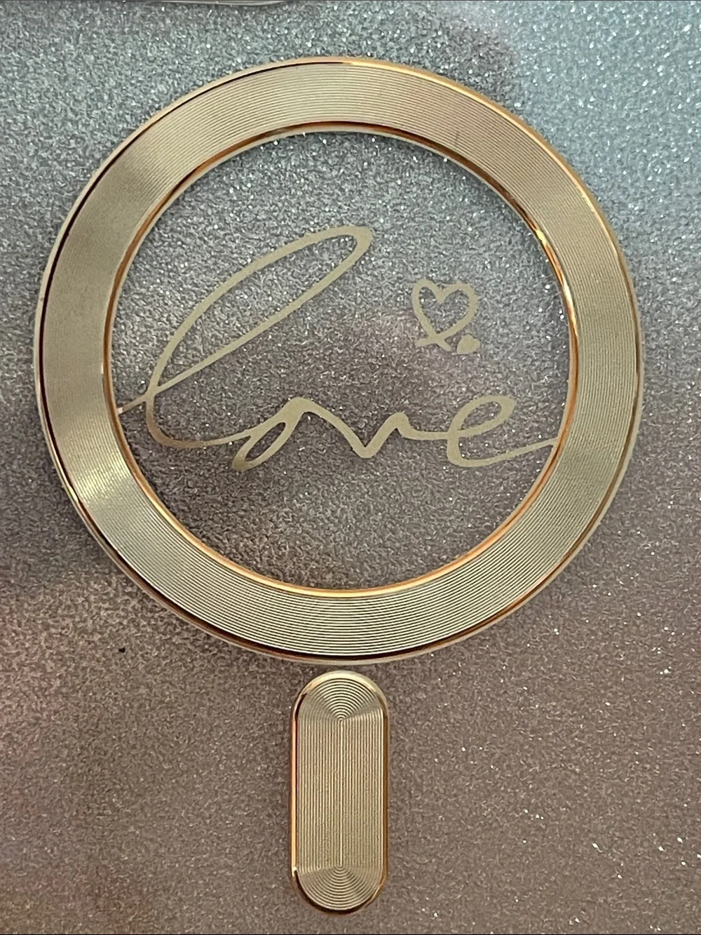 Apple Gold Glitter Phone Case with Ring Grip 'Love' New No Tags